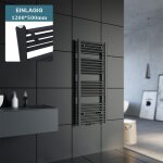 Sonni - radiateur salle de bain 1200x500 mm anthracite radiateur salle de bain raccord central radiateur ...