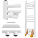 Radiateur salle de bains chelle granitan raven 80x30 cm blanc avec raccords multifonctions et kit de ...