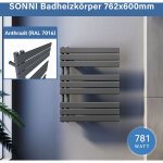 Sonni - radiateur sche - serviettes 76x60cm anthracite panneau radiateur sche - serviettes, raccordement ...