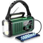 Radio � piles, � manivelle ou solaire, radio m�t�o d'urgence, portable 10 000 mah, radio am / fm � manivelle, ...