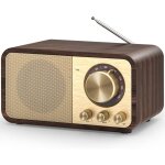 Radio vintage fm bluetooth, poste radio portable rechargeable avec bouton de r�glage extra large, haut ...