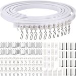 Rail de rideau plafond kit de rail rideau flexible pliable avec crochets en m�tal pour separation de ...
