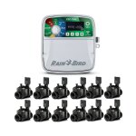 Rain bird - programmateur automatique d'arrosage electrique esp - tm2 12 zones intrieur + 12 electrovannes ...