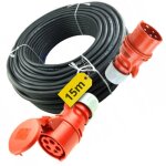 Rallonge �lectrique 5 x 2, 5 15 m 16 a, c�ble en caoutchouc avec prise et fiche h07 onpd