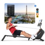Rameur d'appartement �lectromagn�tique, 16 niveaux, �cran hd 21, 5 , bluetooth, pliable, charge 158 kg, ...