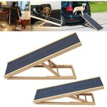 Rampe pour animaux de compagnie en bois massif, r�glable en hauteur dans les deux sens, avec tapis antid�rapan ...