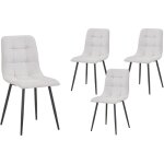 Rana - lot de 4 chaises en tissu blanc �cru pieds en m�tal noir