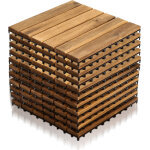 Randaco lot de 11 dalles en bois dalles de terrasse 6 lattes 1 m�, 30 x 30 cm, dalles clipsables en bois ...