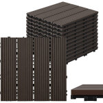 Randaco lot de 11 wpc dalles de terrasse 4 lattes 1 m�, 30 x 30 cm, dalles clipsables composite bois ...