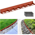 Randaco 12m bordure de pelouse en plastique, flexible bordure de jardin avec 50 piquets d'ancrage marron ...