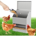 Randaco 15 kg mangeoire automatique pour poules en acier galvanis� avec couvercle inoxydable pour volaille ...