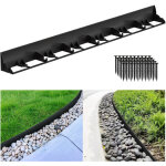 Randaco 60m bordure de pelouse en plastique, flexible bordure de jardin avec 250 piquets d'ancrage noir ...