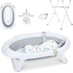 Randaco baignoire b�b� avec support 85cm - baignoire b�b� pliable avec bouchon&coussin de bain, gris
