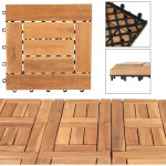 Randaco dalles terrasse acacia 30x30cm 1m� 11 pi�ces antid�rapante r�sistant intemp�ries jardin terrasse ...