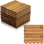 Randaco dalles terrasse acacia 30x30cm 3m� 33 pi�ces clips solide facile � poser terrasse ext�rieure
