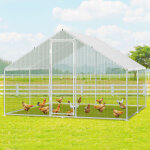 Randaco enclos 3�3�2 m ? poulailler en m�tal accessible, 9 m� de surface, porte verrouillable, parc ext�rieur ...