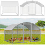 Randaco enclos 3�2�2 m avec toit arqu� ? poulailler en m�tal accessible, 6 m� de surface, porte verrouillable, ...