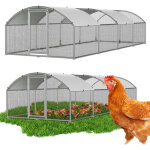 Randaco enclos 3�8�2 m avec toit arqu� ? poulailler en m�tal accessible, 24 m� de surface, porte verrouillable ...