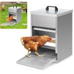Randaco mangeoire poules en acier galvanis� ? distributeur automatique 5kg avec p�dale et protection ...