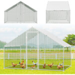 Randaco poulailler 3�2�2 m ? enclos pour petits animaux, voli�re ext�rieure, cage � poules en acier galvanis� ...