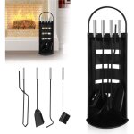 Randaco serviteur de chemin�e 5 pi�ces ustensiles de po�le en acier inoxydable avec rev�tement et protection ...