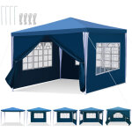 Randaco tente de camping ext�rieure 3x3 m bleu avec b�che pe anti - uv, parois et toit, montage simple ...