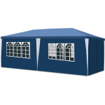 Randaco tente chapiteau ext�rieur 3x6 m bleu avec b�che pe anti - uv, fen�tres et porte zipp�e
