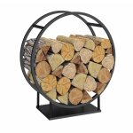 Range bches rond 70 x 30 x 75 cm tagre  bois en acier noir
