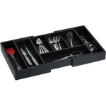 Range - couverts, extensible, 5  7 compartiments, organiseur pour le tiroir, bambou et mdf, noir - relaxdays ...