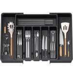 Range couverts, plateau d'ustensiles extensible pour tiroir, organisateur de tiroir r�glable pour la ...