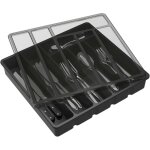 Range couverts pour tiroir avec couvercle, bo�te de rangement couverts de cuisine, organisateur de couverts ...