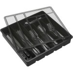 Range couverts pour tiroir avec couvercle, bo�te de rangement couverts de cuisine, organisateur de couverts ...