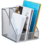 Range - revues, 3 compartiments, format a4, design maille, hlp 26x24x26 cm, bureau / tltravail, mtal, ...