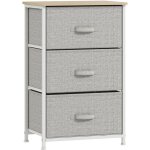 Rangement 3 tiroirs chiffonnier métal blanc effet bois clair non tissé gris clair Rangement 3 tiroirs chiffonnier métal blanc effet bois clair non tissé gris clair