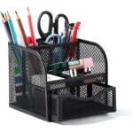 Rangement bureau, organisateur de bureau en filet m�tallique, pot a crayon bureau avec 4 compartiments ...