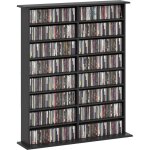 Rangements pour cd et dvd - homcom - 16 compartiments et 12 tagres rglables - capacit max. 720 cd ...