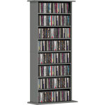 Rangements pour cd et dvd - homcom - 8 compartiments et 6 �tag�res r�glables - capacit� max. 360 cd / ...