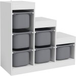 Rangement enfant - combinaison structure + bacs - coffre à jouet dim. 96l x 38l x 90h cm - blanc gris ... Rangement enfant - combinaison structure + bacs - coffre à jouet dim. 96l x 38l x 90h cm - blanc gris ...
