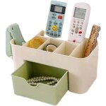 Rangement maquillage sur plan de travail : 1 tiroir + 6 zones de rangement pour pinceaux, vernis, cr�mes ...