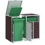 Rangement  roulettes pour poubelles pour deux bacs acier