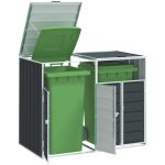 Rangement � roulettes pour poubelles pour deux bacs acier vidaxl