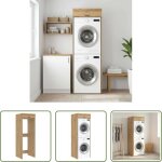 Rangement salle de bain - armoire pour machine � laver ch�ne artisanal 67, 5 x 68 x 200 cm