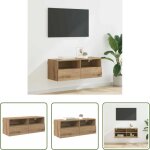 Rangement salon - meuble tv mural montage mural ch�ne artisanal 80 x 30 x 30 cm