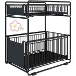 Rangements sous evier 2 niveaux organisateur coulissant avec 2 tiroirs, panier coulissan pour cuisine, ...