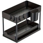 Rangement sous evier 2 niveaux, organisateur sous evier cuisine � hauteur r�glable avec 4 crochets / ...