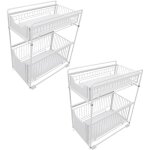 Rangement sous �vier � 2 niveaux, organisateur de cuisine avec 2 tiroirs coulissants, panier de rangement ...