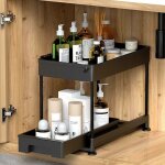 Sunxury - rangement sous vier cuisine  2 niveaux avec tiroir coulissante, tagre de rangement multifonction ...