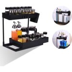 Rangement sous �vier avec tiroir de rangement coulissant rangement sous �vier � 2 niveaux avec 4 crochets ...