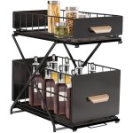 Rangement sous Évier tiroir coulissant à extraction pour cuisine Étagère sous Évier à 2 niveaux en métal ... Rangement sous Évier tiroir coulissant à extraction pour cuisine Étagère sous Évier à 2 niveaux en métal ...