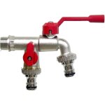 Rapanda - 1 robinet ext�rieur double sortie adapt� pour machine � laver, robinet antigel adapt� pour ...